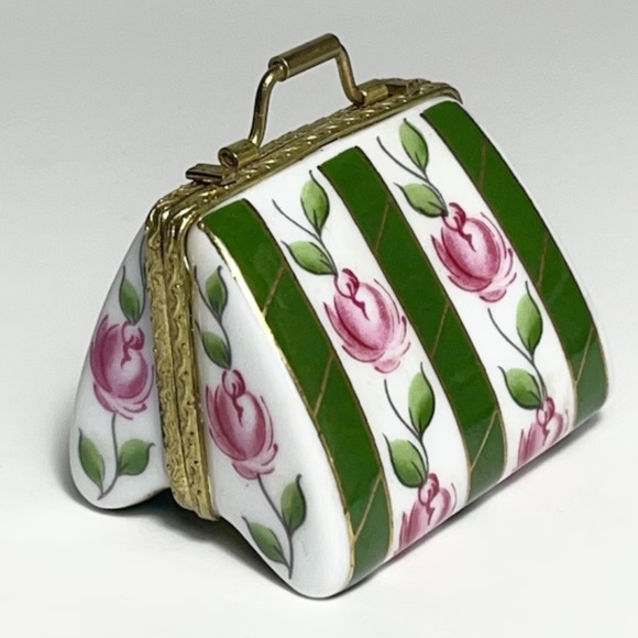 Cabbage Rose Miniature Porcelain Trinket‎ Box Antique